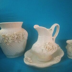 Elegant White Ceramic Vase and Pitcher Set